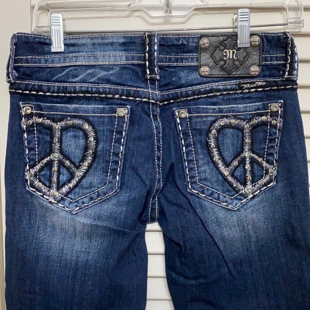 Peace Heart Miss Me Boot Cut Jeans